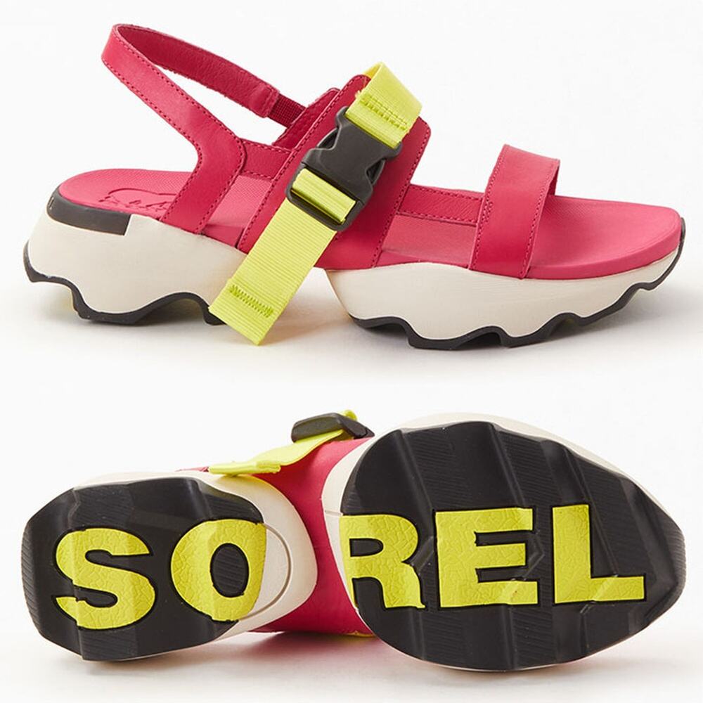 NEW Sorel Kinetic Impact Pink & Neon Yellow Outdoor Performance Sling Sandals - Picture 2 of 13